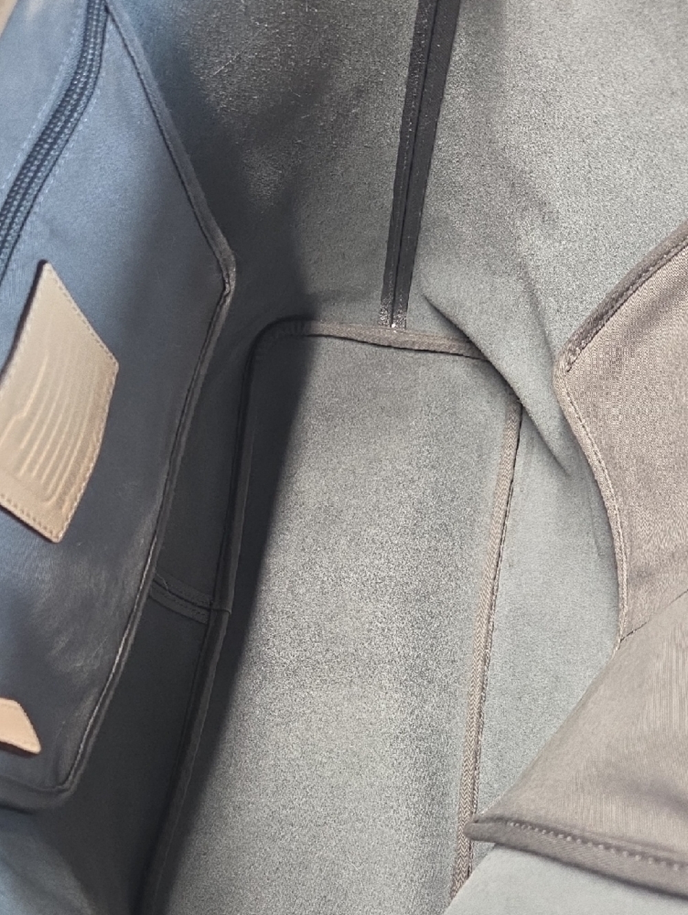 Coach Gray Metro Large Leather Tote with Tan Trim and Shoulder Straps - Picture 9 of 11